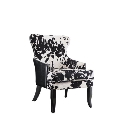 Coaster Furniture Trea Black White Cowhide Print Accent Chair