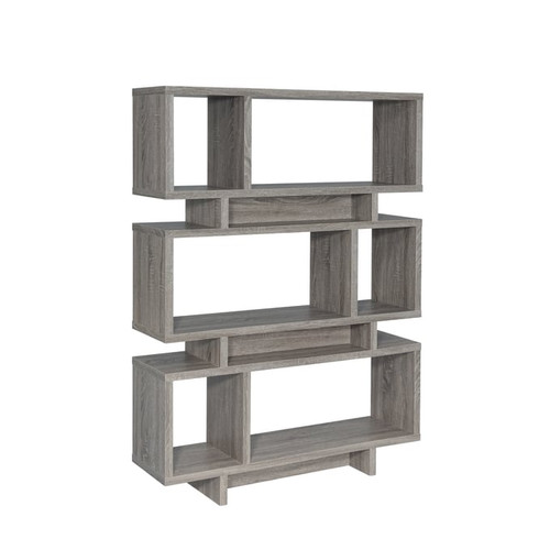 Coaster Furniture Reid Weathered Grey 3 Tier Geometric Bookcase