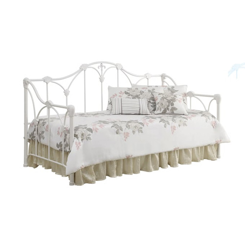 Coaster Furniture Halladay White Twin Metal Daybed with Floral Frame