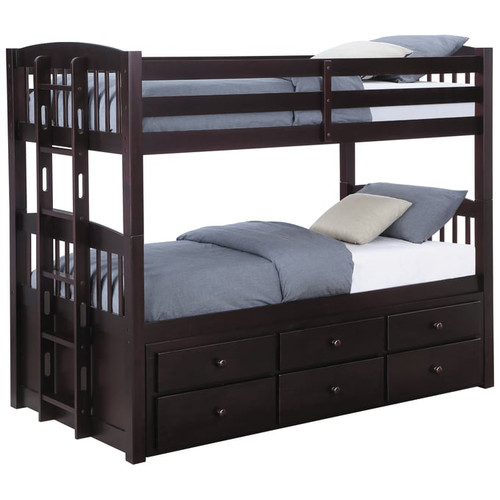 Coaster Furniture Kensington Cappuccino Twin Over Twin Trundle Bunk Bed