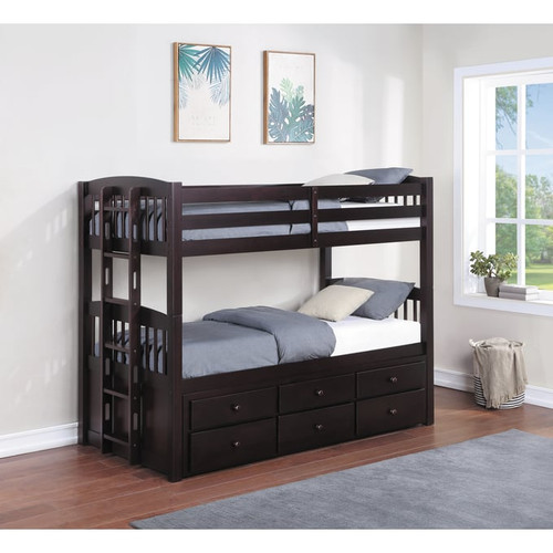 Coaster Furniture Kensington Cappuccino Twin Over Twin Trundle Bunk Bed