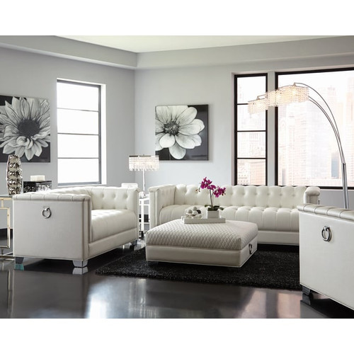 Coaster Furniture Chaviano Pearl White Upholstered Ottoman