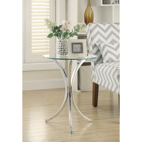 Coaster Furniture Eloise Clear Chrome Round Accent Table