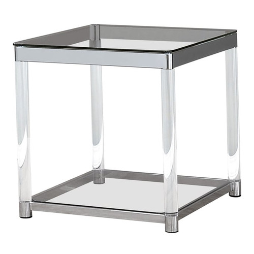 Coaster Furniture Anne Clear Chrome End Table