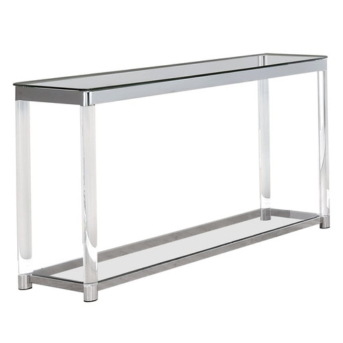 Coaster Furniture Anne Clear Chrome Sofa Table