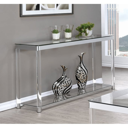 Coaster Furniture Anne Clear Chrome Sofa Table