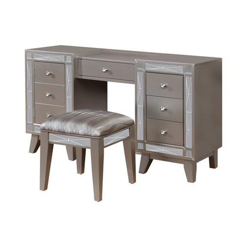 Coaster Furniture Leighton Metallic Vanity Desk and Stool