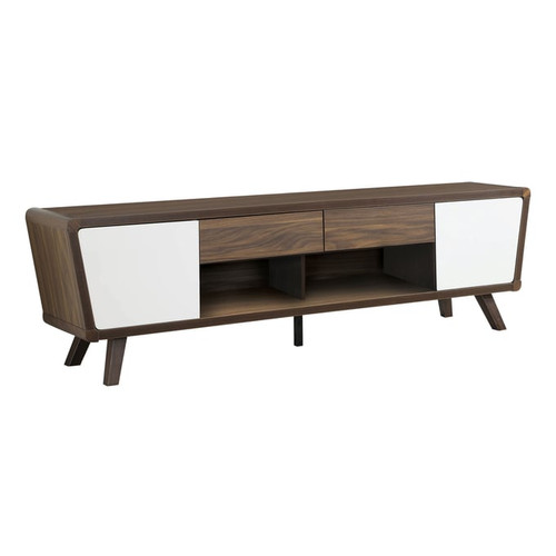 Coaster Furniture Alvin Dark Walnut Glossy White 2 Drawers TV Console