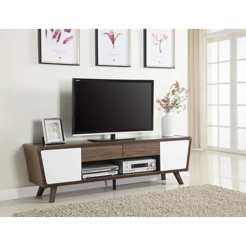 Coaster Furniture Alvin Dark Walnut Glossy White 2 Drawers TV Console