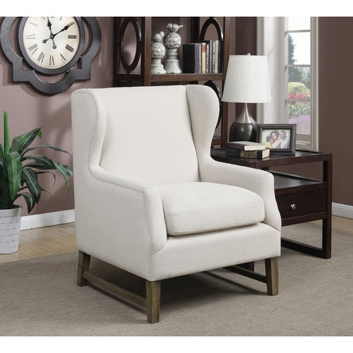 Coaster Furniture Fleur Beige Wing Back Accent Chair