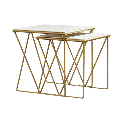 Coaster Furniture Bette White Gold 2pc Nesting Table Set