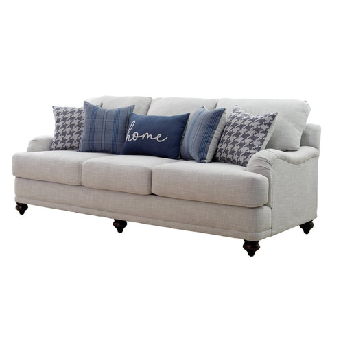 Coaster Furniture Glenn Light Grey Recessed Arms Sofa