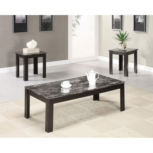 Coaster Furniture Faux Marble Top 3pc Coffee Table Sets