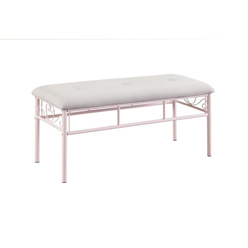 Coaster Furniture Massi White Powder Pink Bench