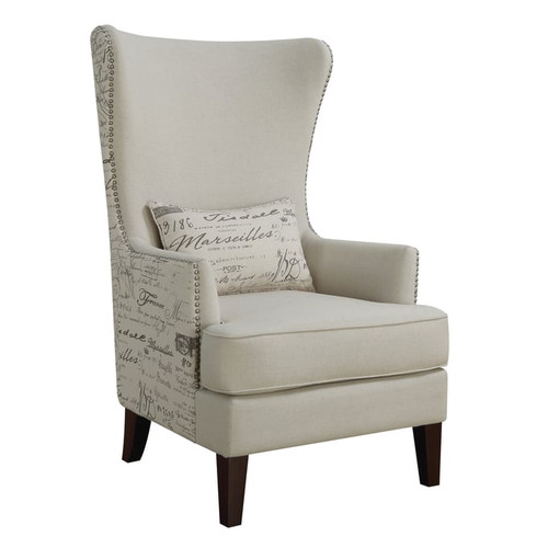 Coaster Furniture Pippin Cream Curved Arm High Back Accent Chair