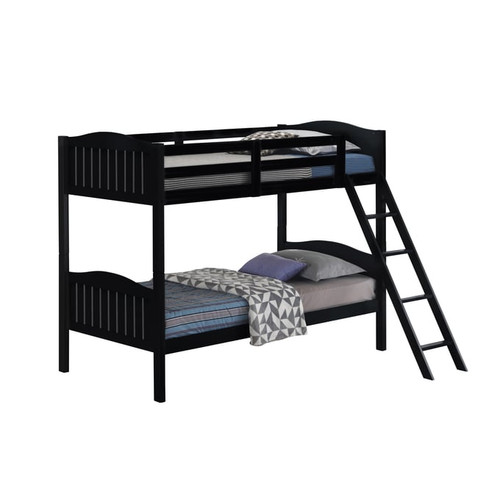 Coaster Furniture Arlo Black Twin Over Twin Bunk Bed with Ladder