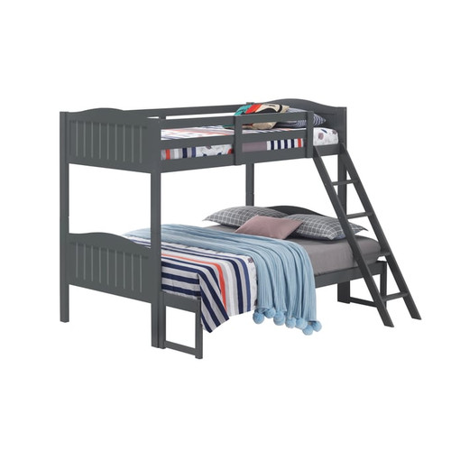 Coaster Furniture Arlo Grey Twin Over Full Bunk Bed with Ladder