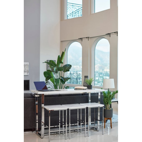 Coaster Furniture Marmot White Chrome 4pc Counter Height Set