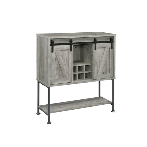 Coaster Furniture Claremont Grey Driftwood Sliding Door Bar Cabinet