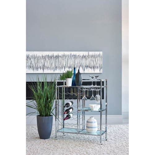 Coaster Furniture Derion Chrome Glass Shelf Serving Cart with Casters