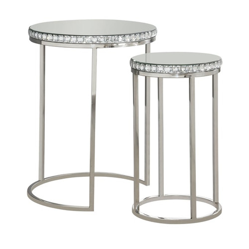 Coaster Furniture Addison Silver 2pc Round Nesting Table