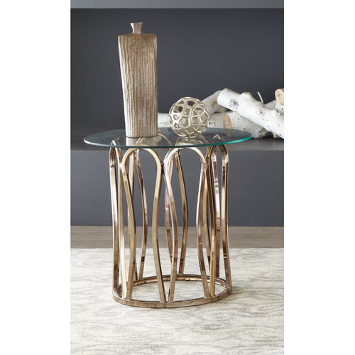 Coaster Furniture Monett Chocolate Chrome Clear End Table