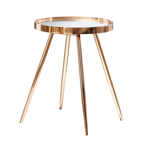 Coaster Furniture Kaelyn Gold Round Mirror Top End Table