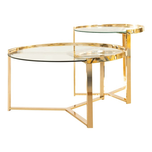 Coaster Furniture Delia Clear Gold 2pc Nesting Tables