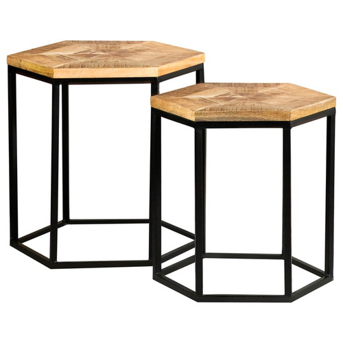 Coaster Furniture Adger Natural Black 2pc Nesting Table Set