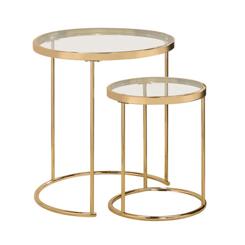 Coaster Furniture Maylin Clear Gold 2pc Nesting Table Set
