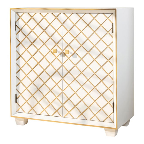 Coaster Furniture Belinda White Gold 2 Doors Accent Cabinet