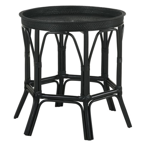 Coaster Furniture Antonio Black Round Rattan Tray Top Accent Table