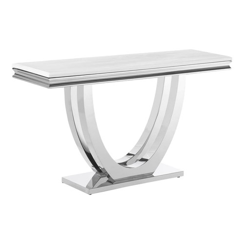 Coaster Furniture Kerwin White Chrome U Base Rectangle Sofa Table