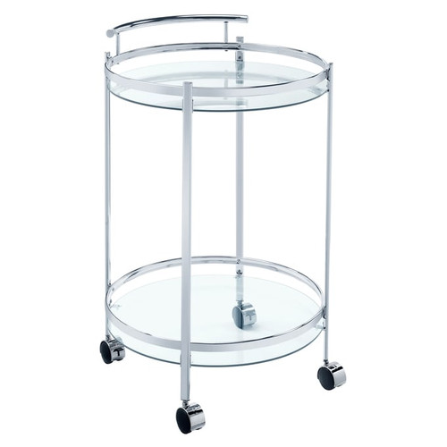 Coaster Furniture Chrissy Clear Chrome 2 Tier Round Glass Bar Cart