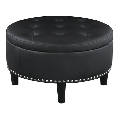 Coaster Furniture Jace Black Tufted Storage Ottoman