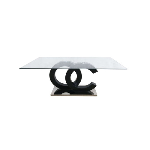 Global Furniture T2207 Black Clear Silver Coffee Table