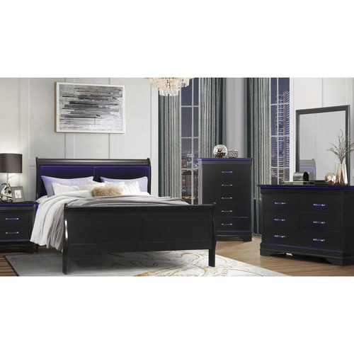 Global Furniture Charlie Black Night Stands With LED