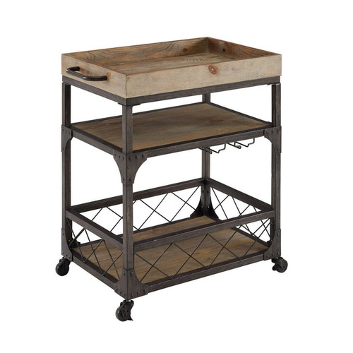 Powell Furniture Collin Weathered Driftwood Bar Cart