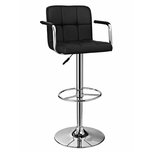 Powell Furniture Black Chrome Quilted Barstool