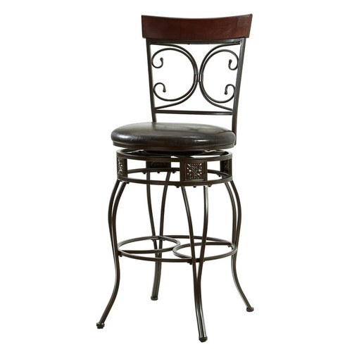 Powell Furniture Bria Dark Brown Back To Back Scroll Barstool