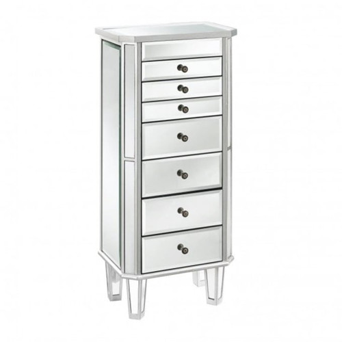 Powell Furniture Silver Mirrored Jewelry Armoire