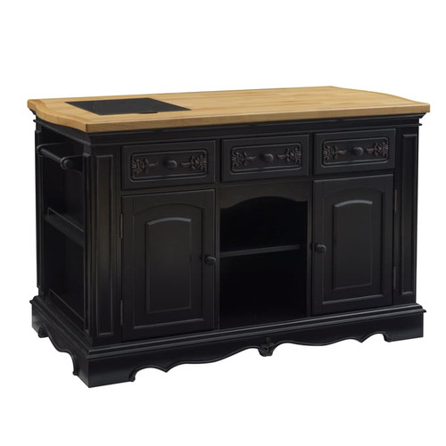 Powell Furniture Pennfield Black Natural Kitchen Island