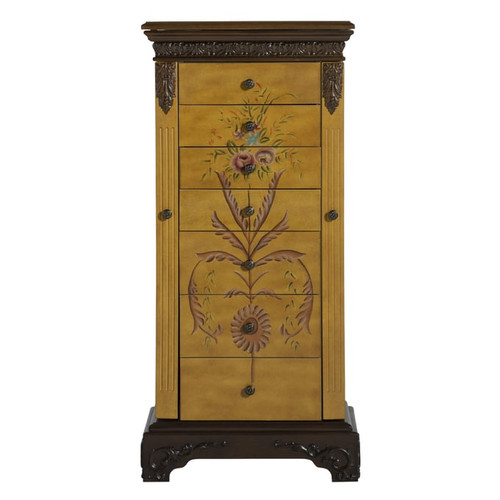 Powell Furniture Antique Parchment Hand Painted Jewelry Armoire