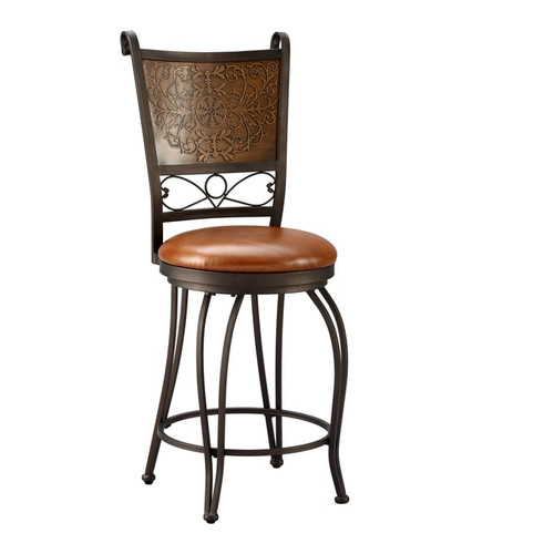 Powell Furniture Rust Bronze Copper Stamped Back Counter Height Stool