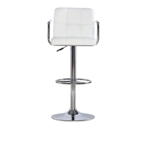 Powell Furniture White Chrome Quilted Barstool