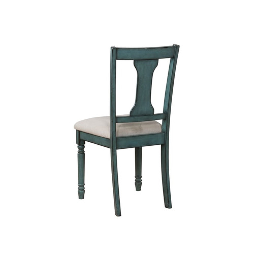2 Powell Furniture Willow Teal Blue Beige Side Chairs
