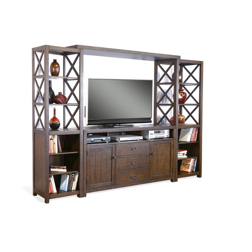 Purity Craft Allure Dark Brown Entertainment Wall with 66 TV Console
