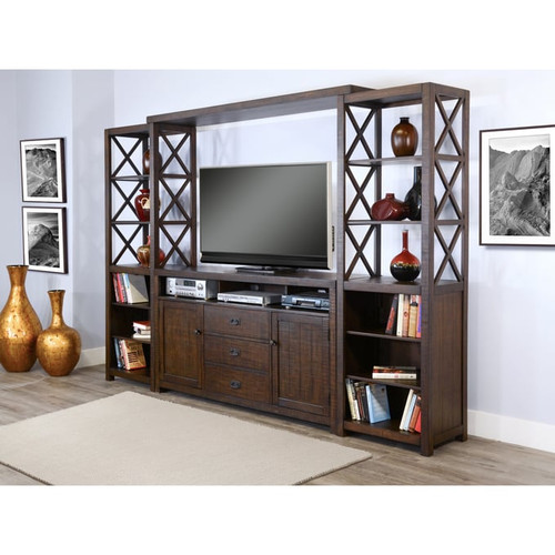 Purity Craft Allure Dark Brown Entertainment Wall with 66 TV Console