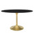 Modway Furniture Lippa Gold Black Marble 54 Inch Oval Dining Table