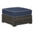 Ashley Furniture Grasson Lane Brown Blue Cushion Ottoman